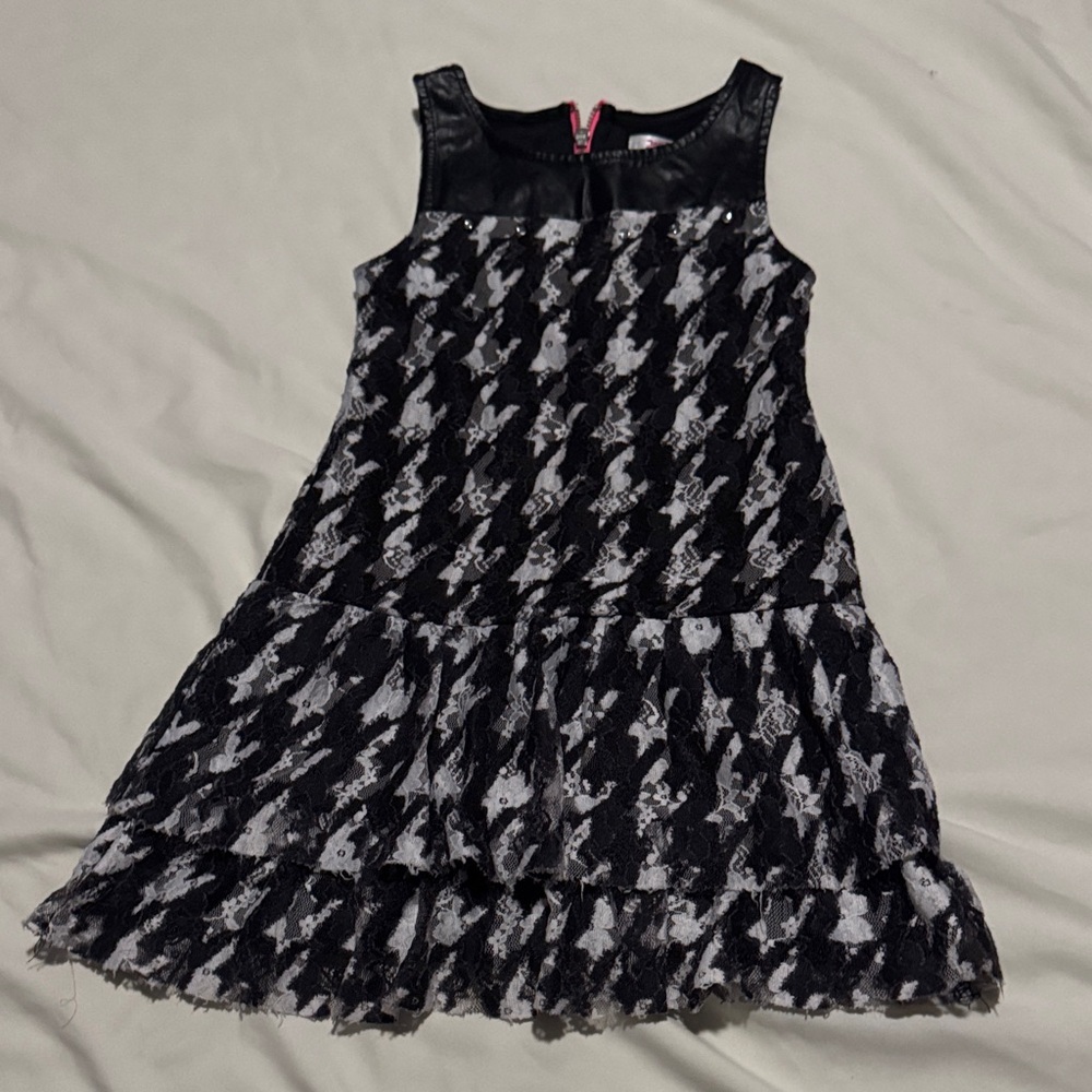Justice Black and White Patterned Kids Dress